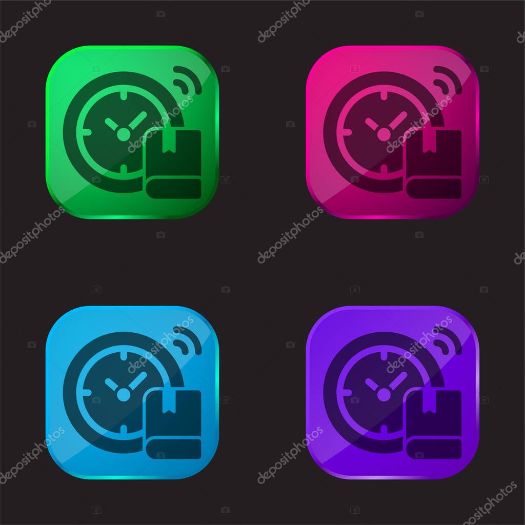 Back To School four color glass button icon