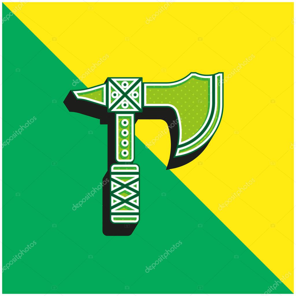 Axe Green and yellow modern 3d vector icon logo