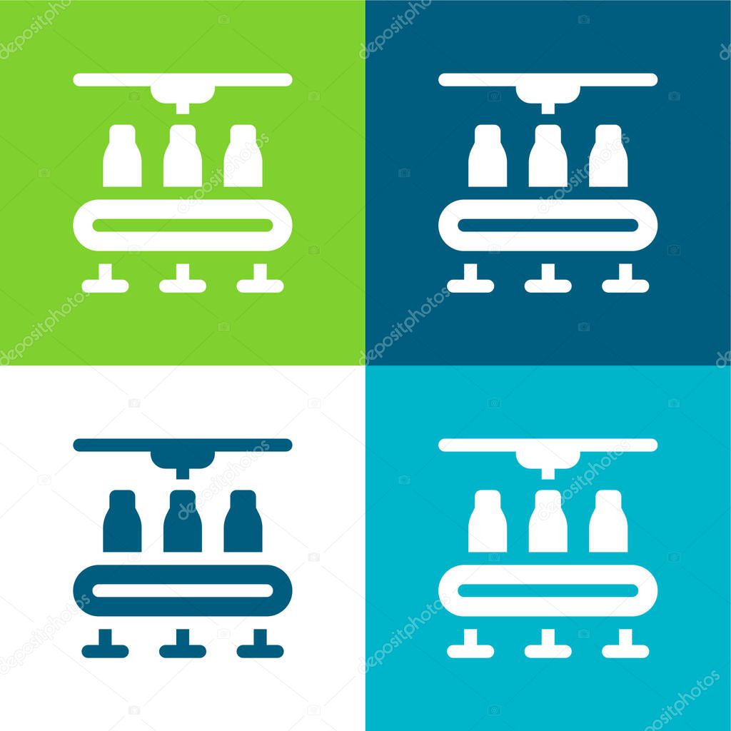 Bottles Flat four color minimal icon set