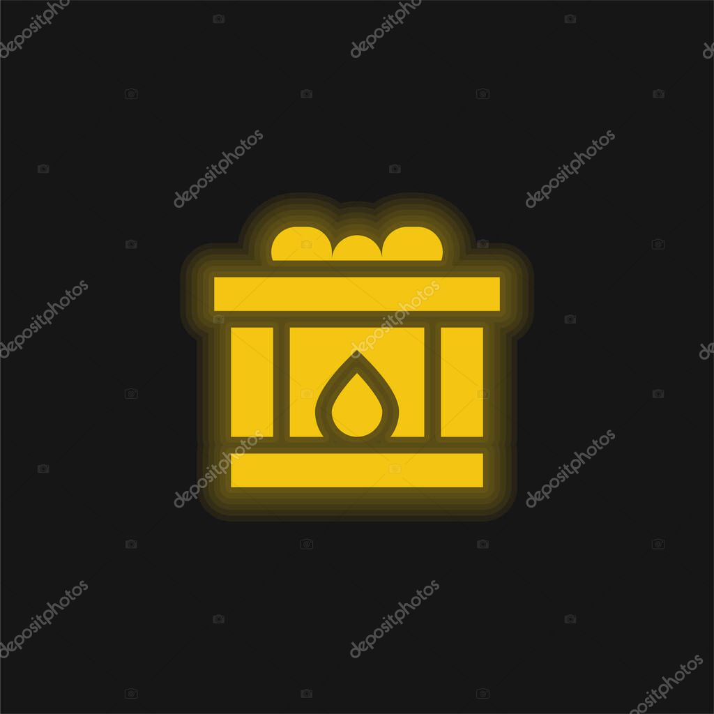 Blood Donation yellow glowing neon icon