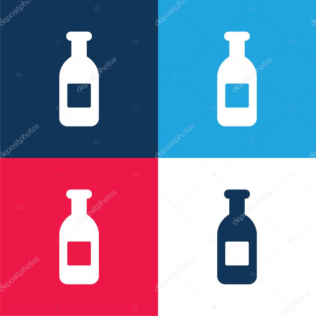 Bottle Of Water blue and red four color minimal icon set