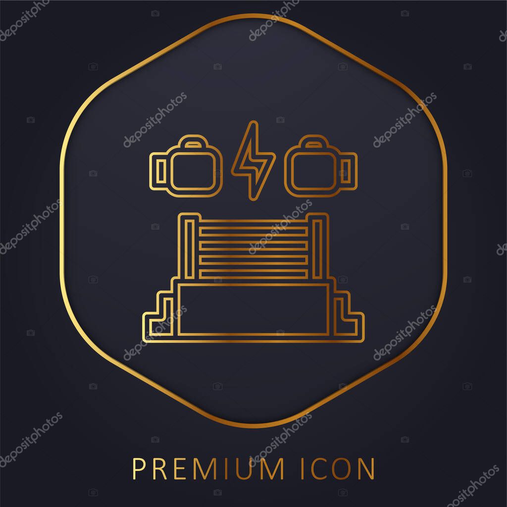 Boxing Ring golden line premium logo or icon