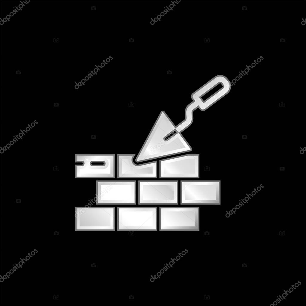 Brickwall silver plated metallic icon