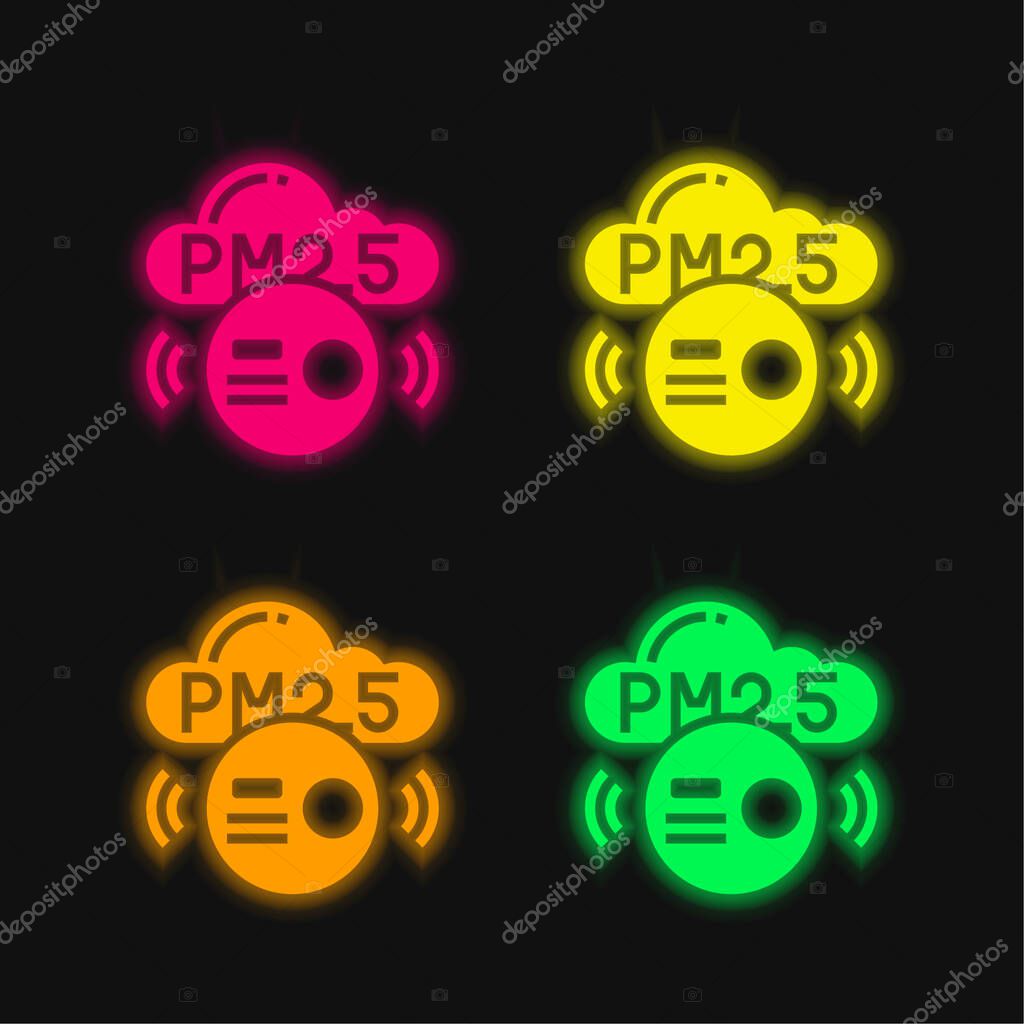 Air Pollution four color glowing neon vector icon