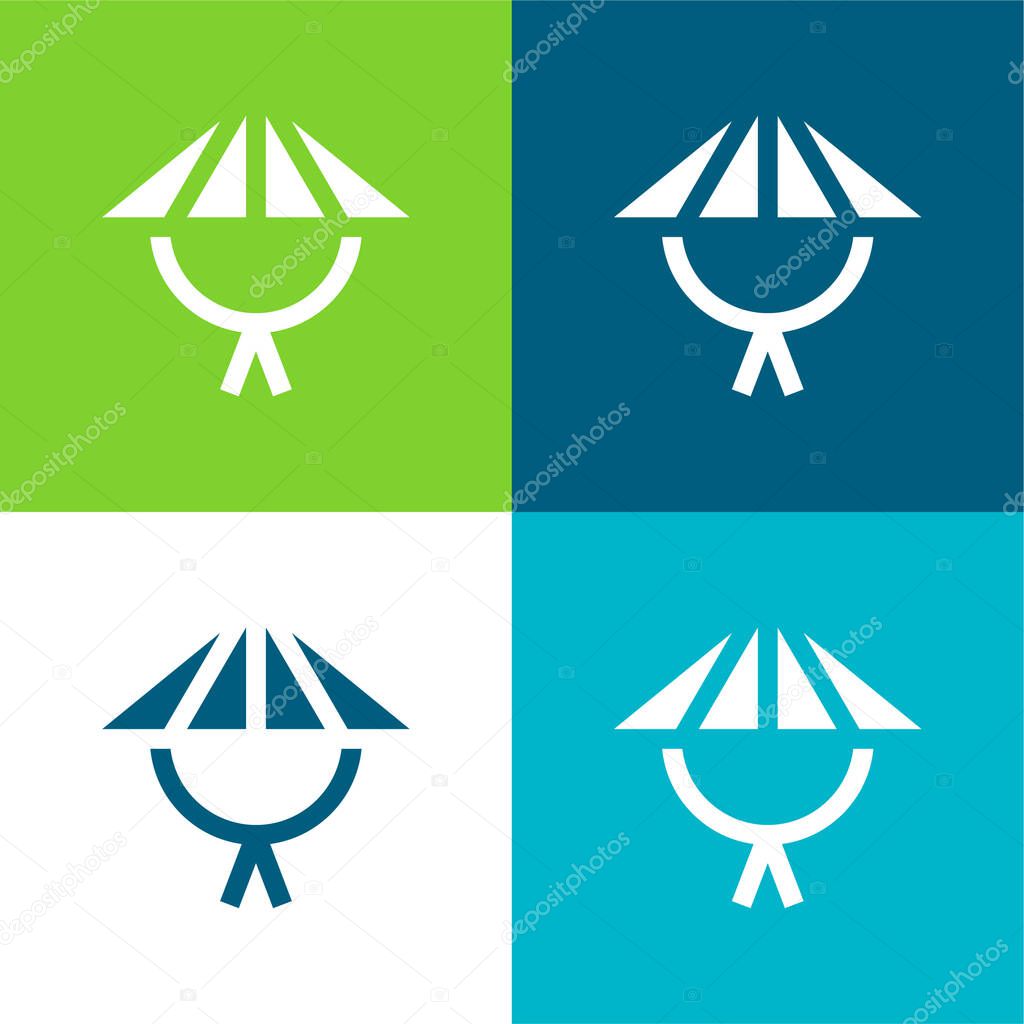 Bamboo Hat Flat four color minimal icon set