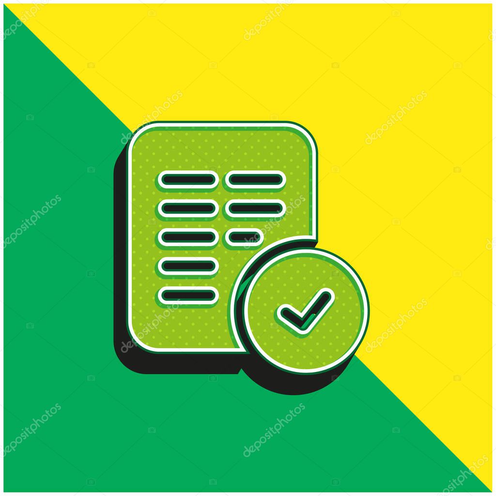 Accept Green and yellow modern 3d vector icon logo