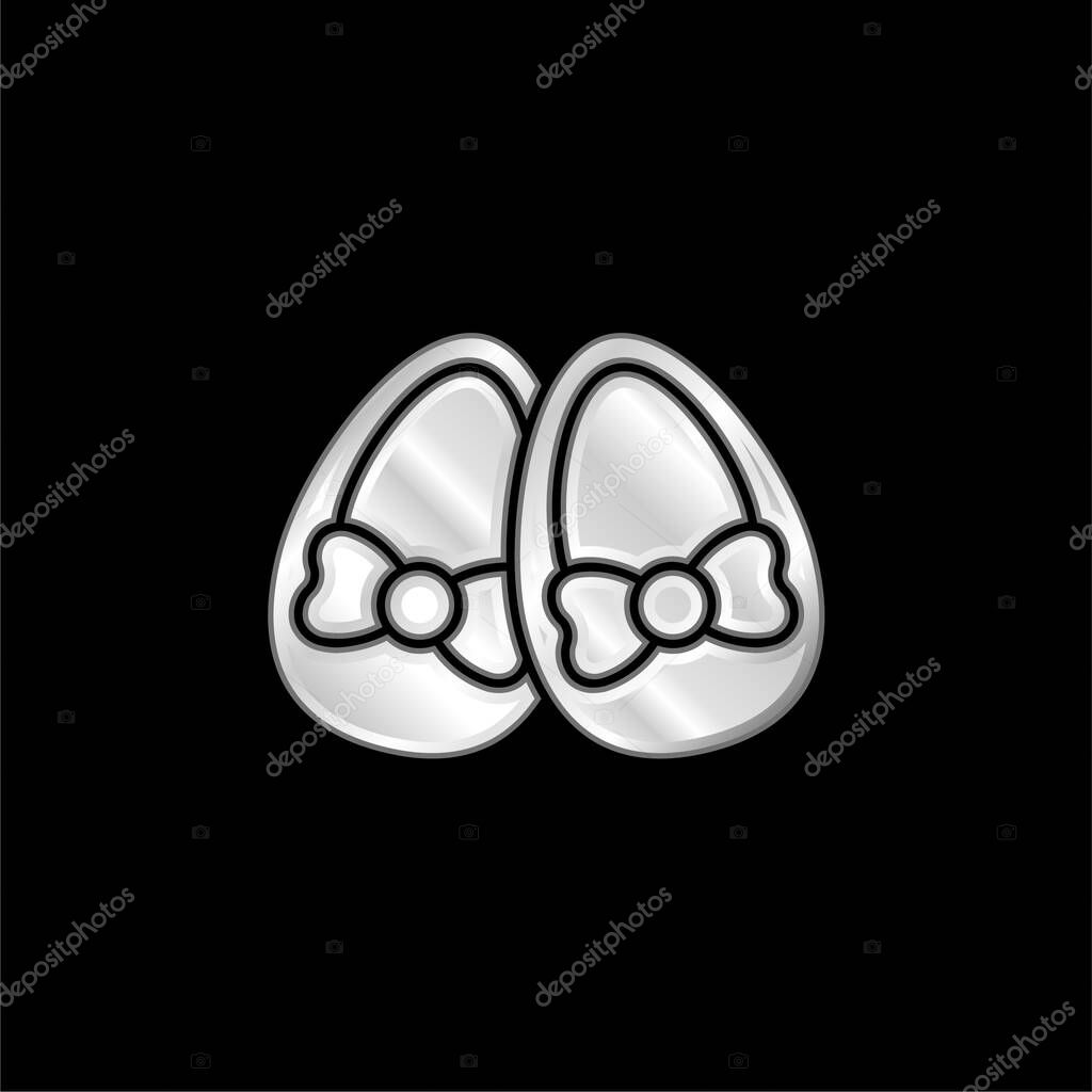 Baby Shoes silver plated metallic icon