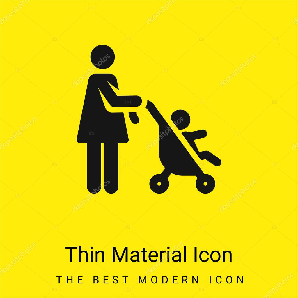 Baby Stroller minimal bright yellow material icon