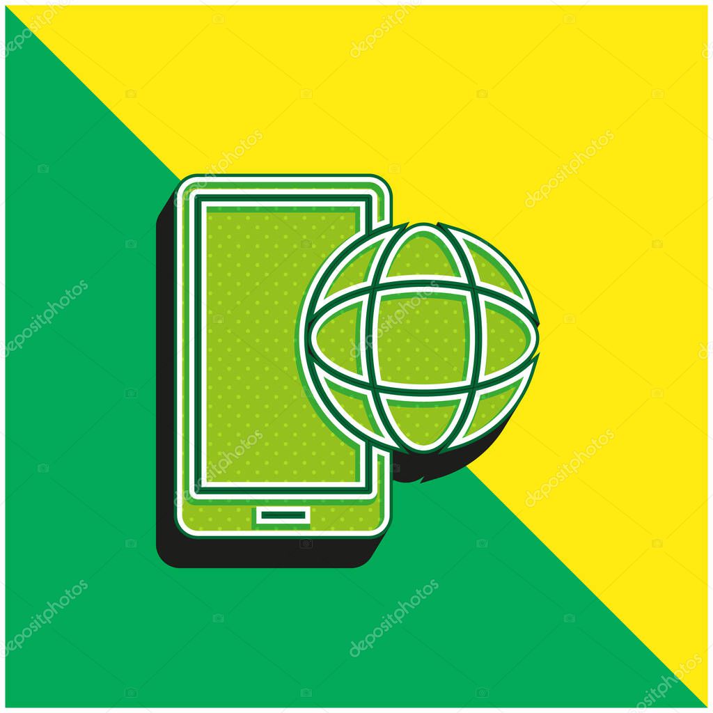 App Green and yellow modern 3d vector icon logo