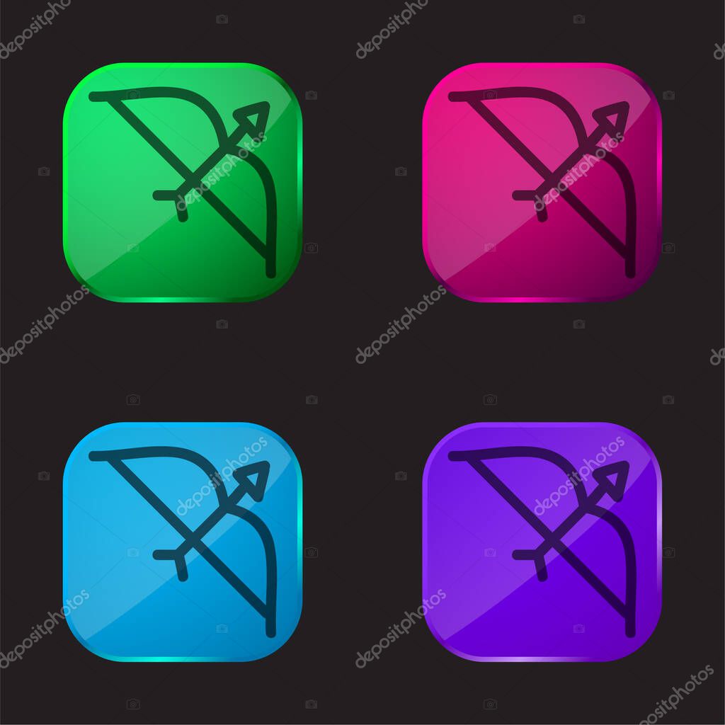 Arch With Arrow Hand Drawn Tool four color glass button icon