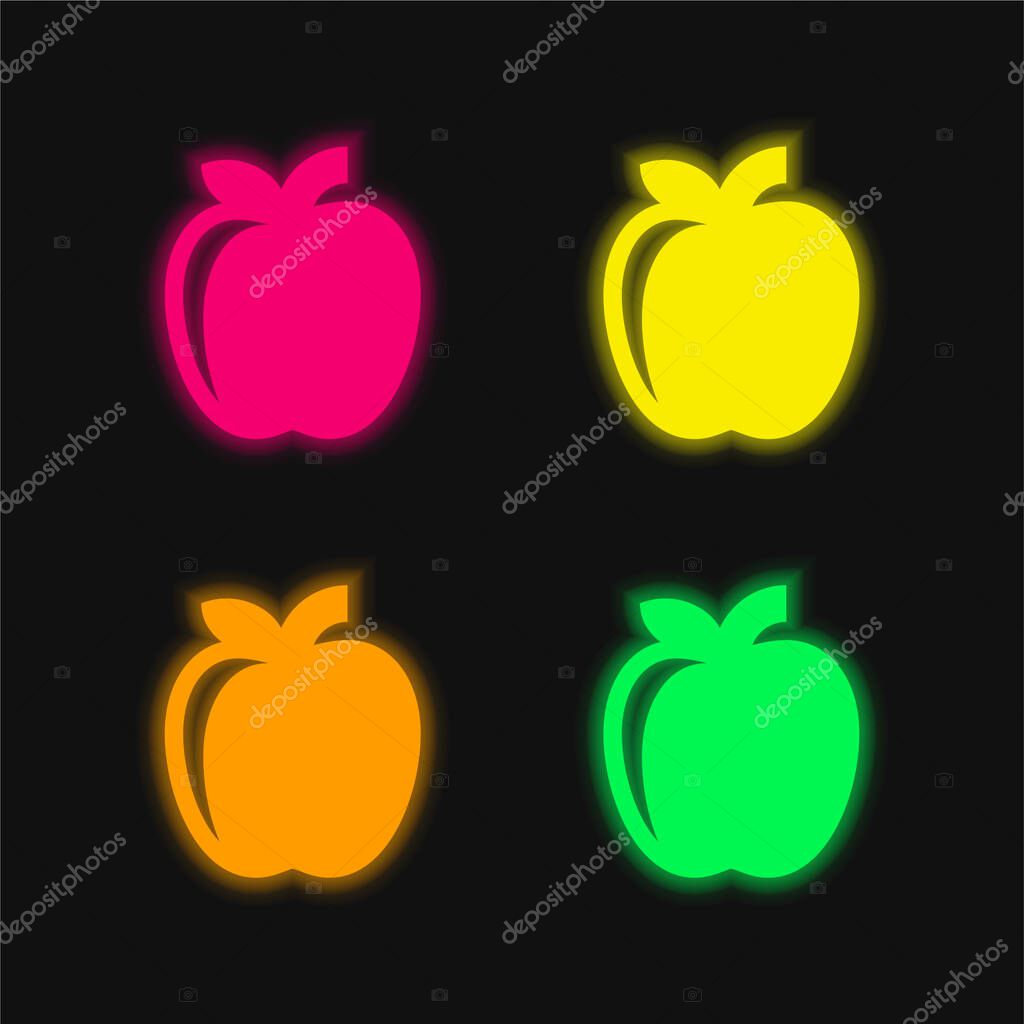 Apple four color glowing neon vector icon