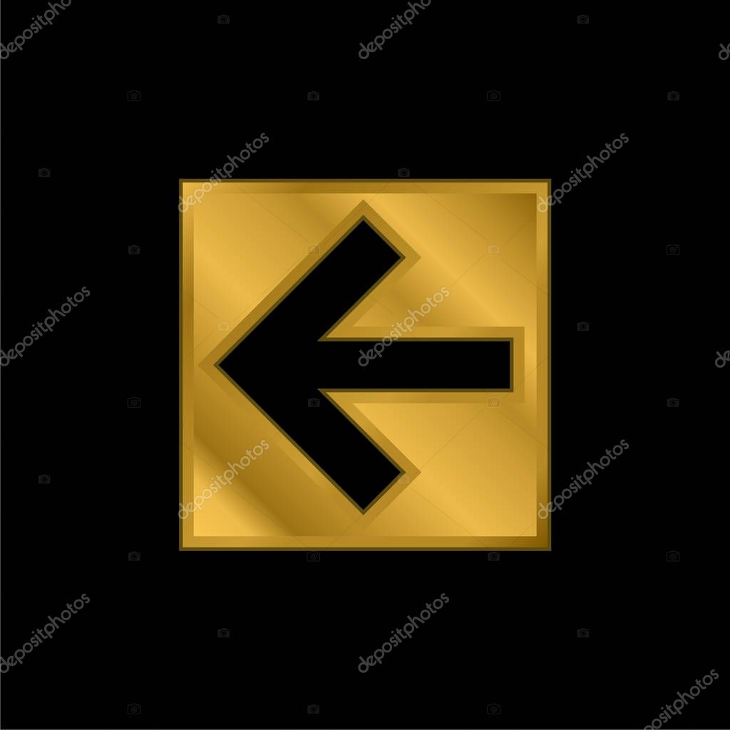 Back Left Arrow In Square Button gold plated metalic icon or logo vector