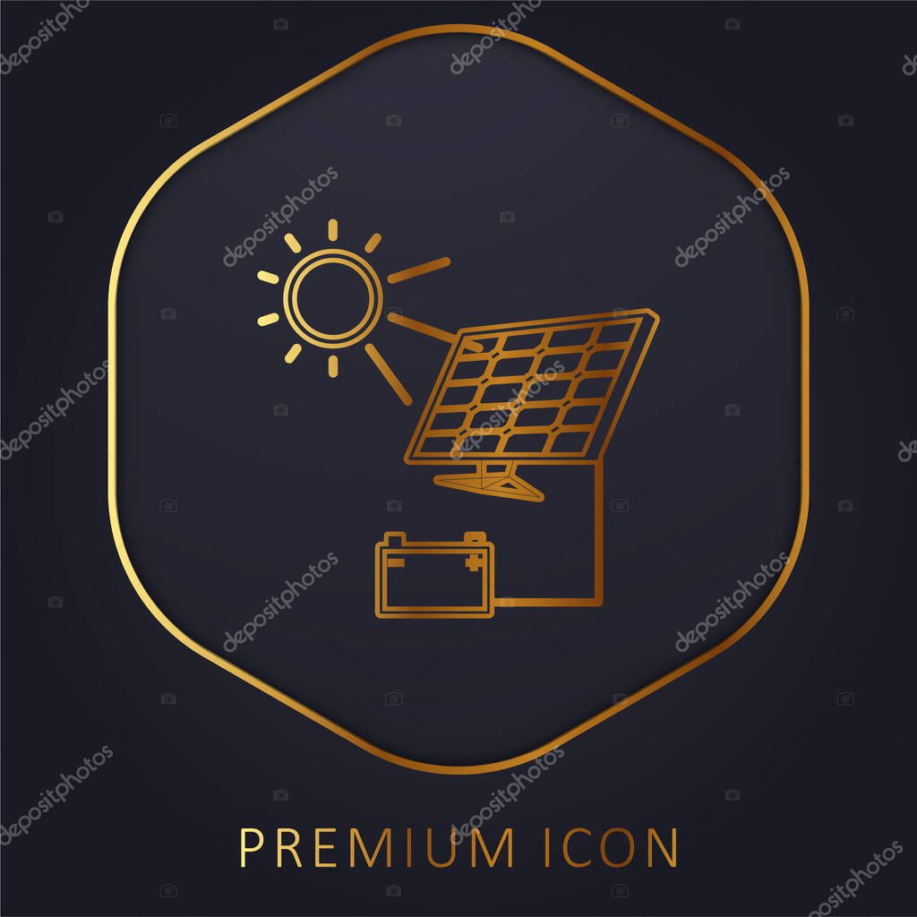 Battery Charging With Solar Panel golden line premium logo or icon