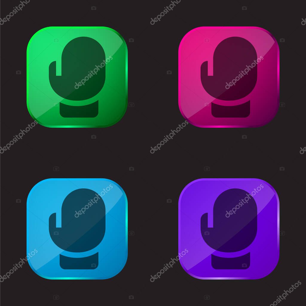 Boxing four color glass button icon