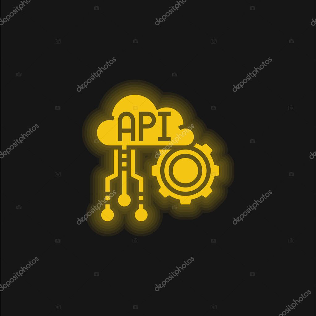 Api yellow glowing neon icon
