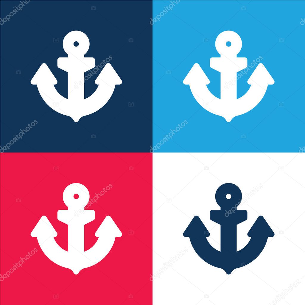 Anchor blue and red four color minimal icon set