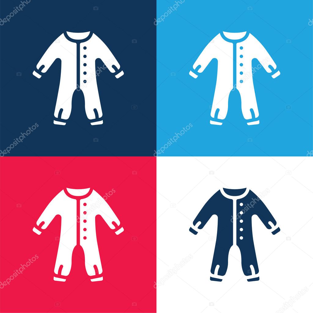 Baby Clothes blue and red four color minimal icon set