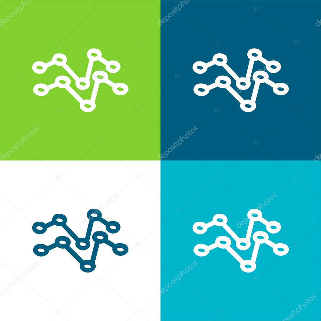 Analytics Hand Drawn Lines Flat four color minimal icon set