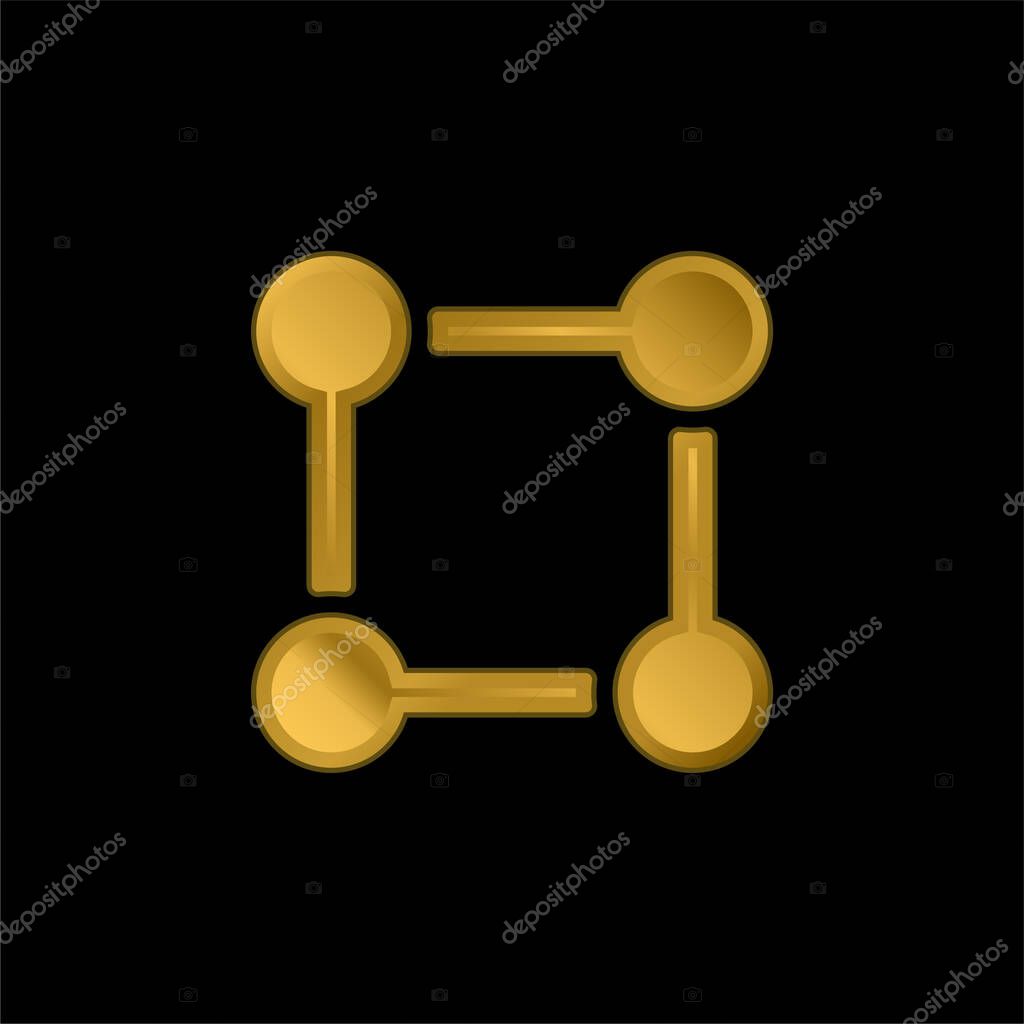 Atom gold plated metalic icon or logo vector