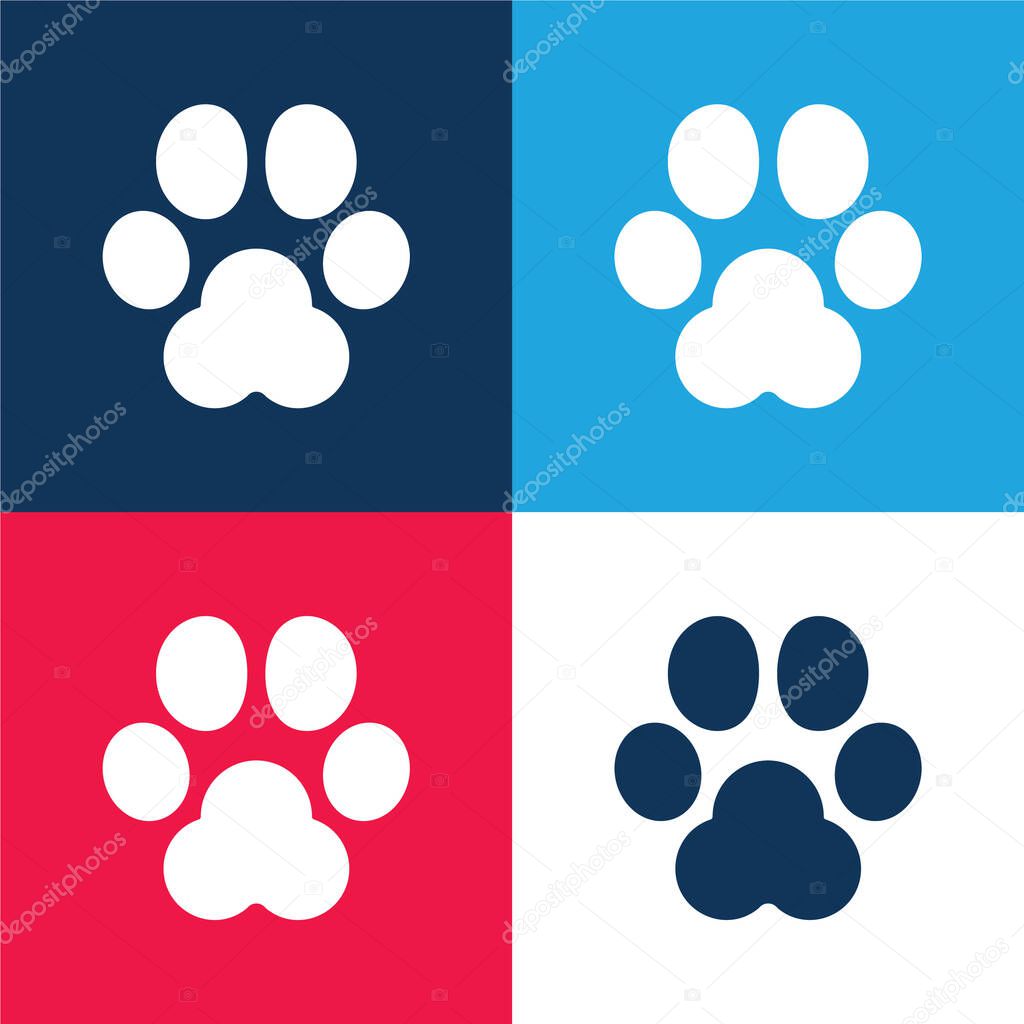 Animal Track blue and red four color minimal icon set