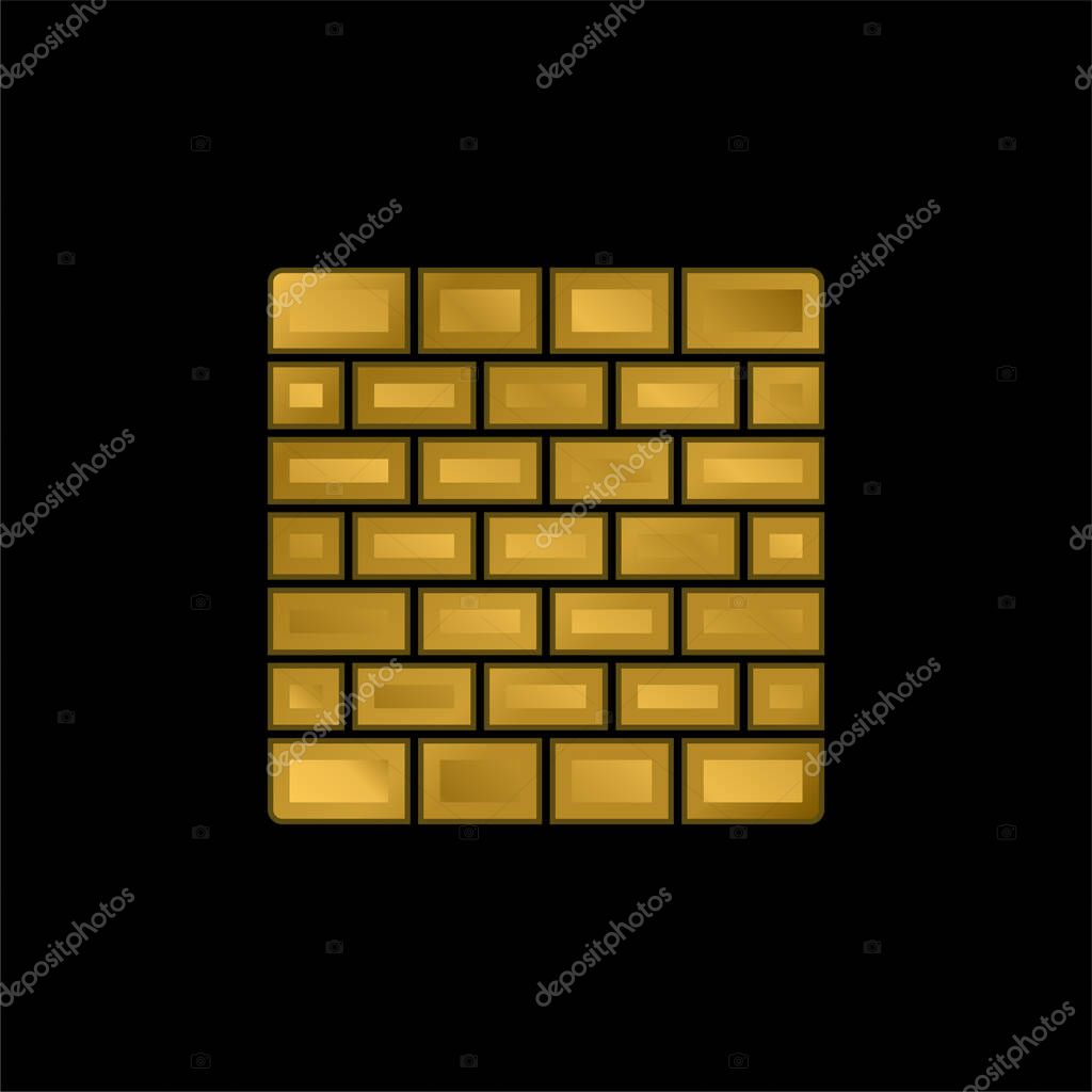 Brick Wall gold plated metalic icon or logo vector