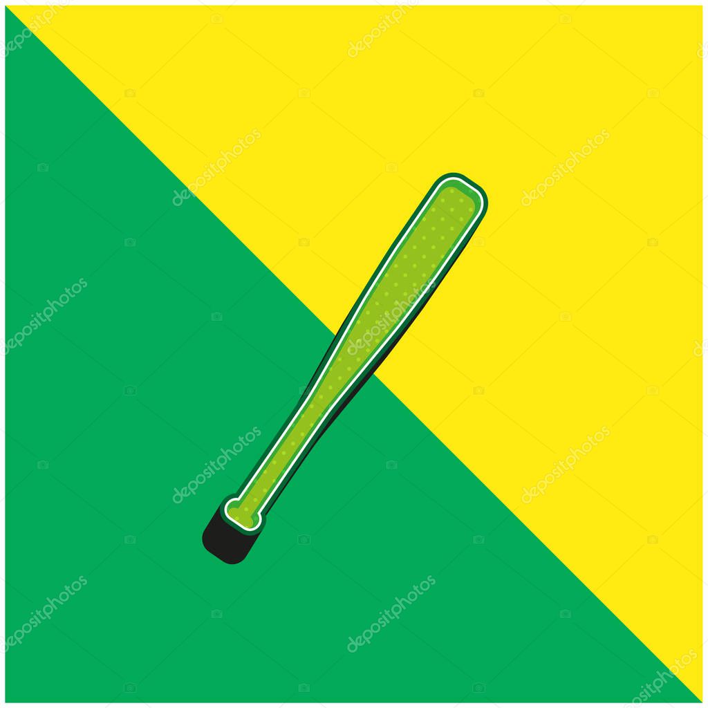 Baseball Bat Silhouette Green and yellow modern 3d vector icon logo
