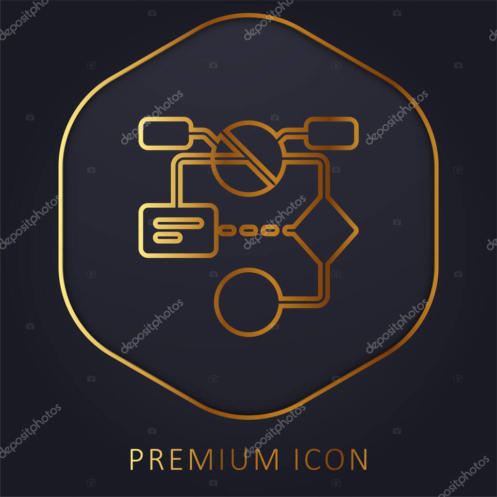 Algorithm golden line premium logo or icon