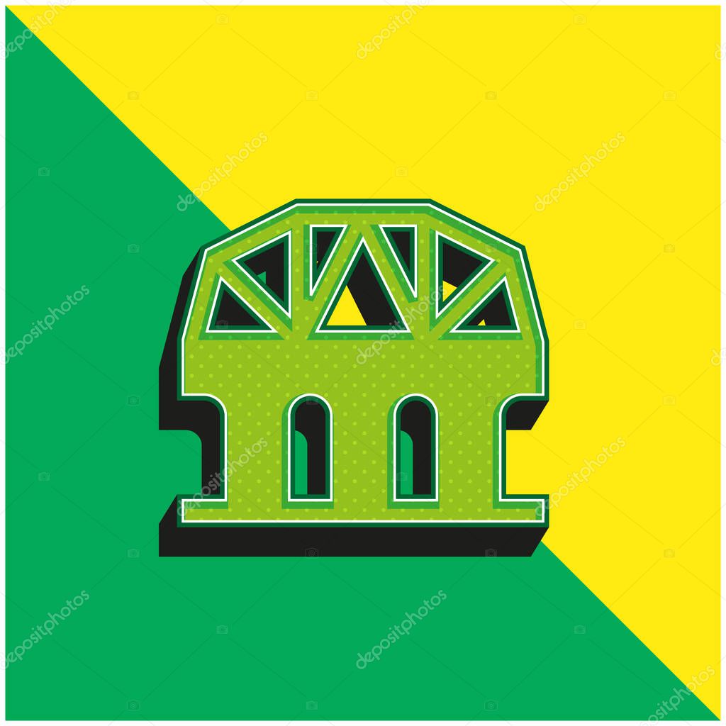 Bridge Green and yellow modern 3d vector icon logo