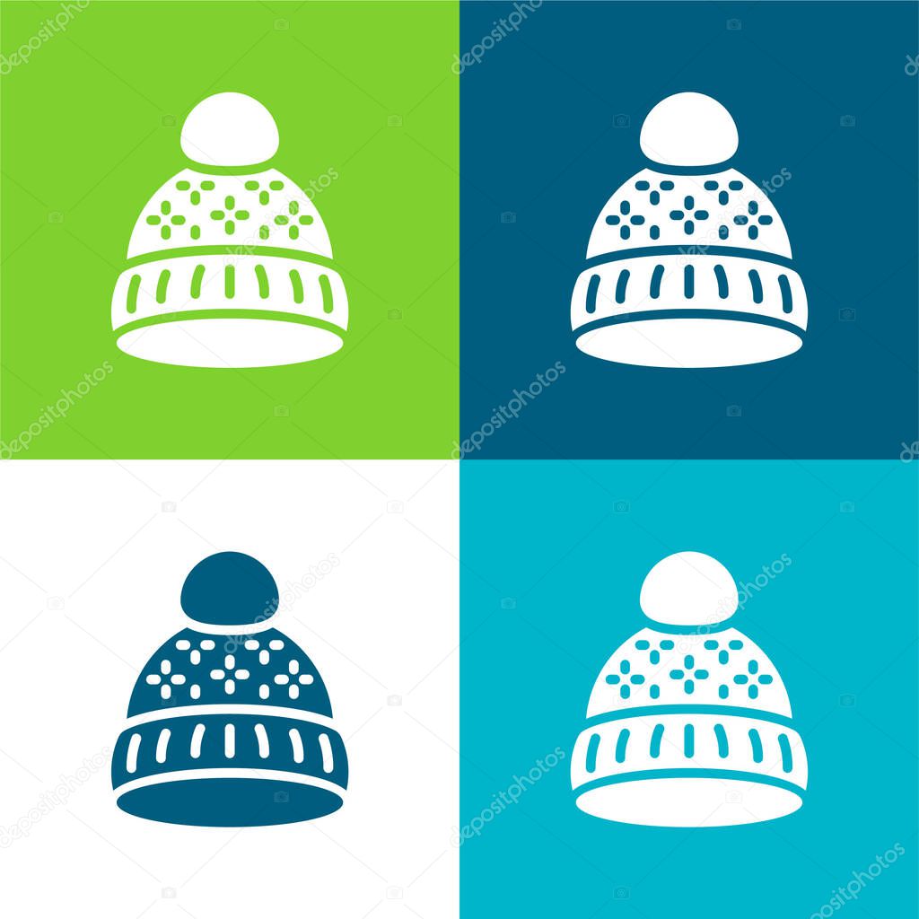 Beanie Flat four color minimal icon set