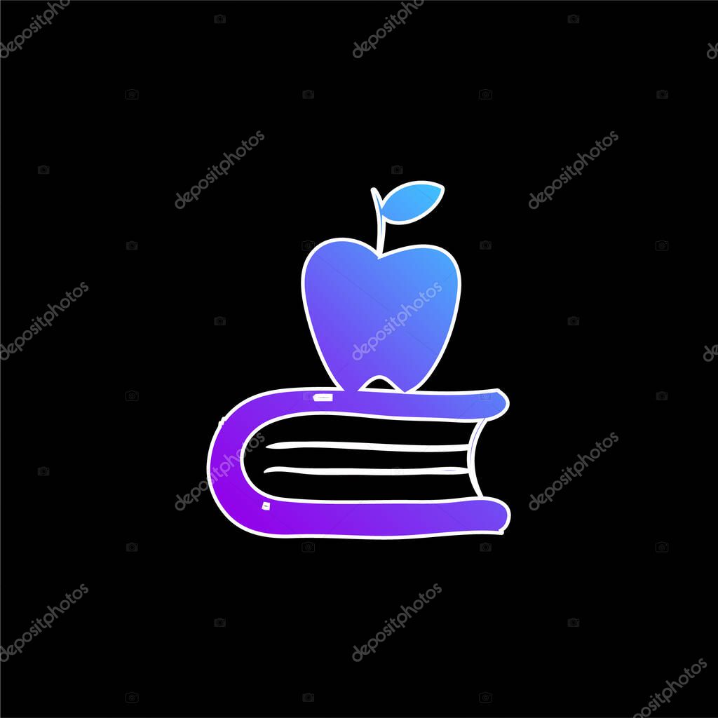 Apple On A Book blue gradient vector icon