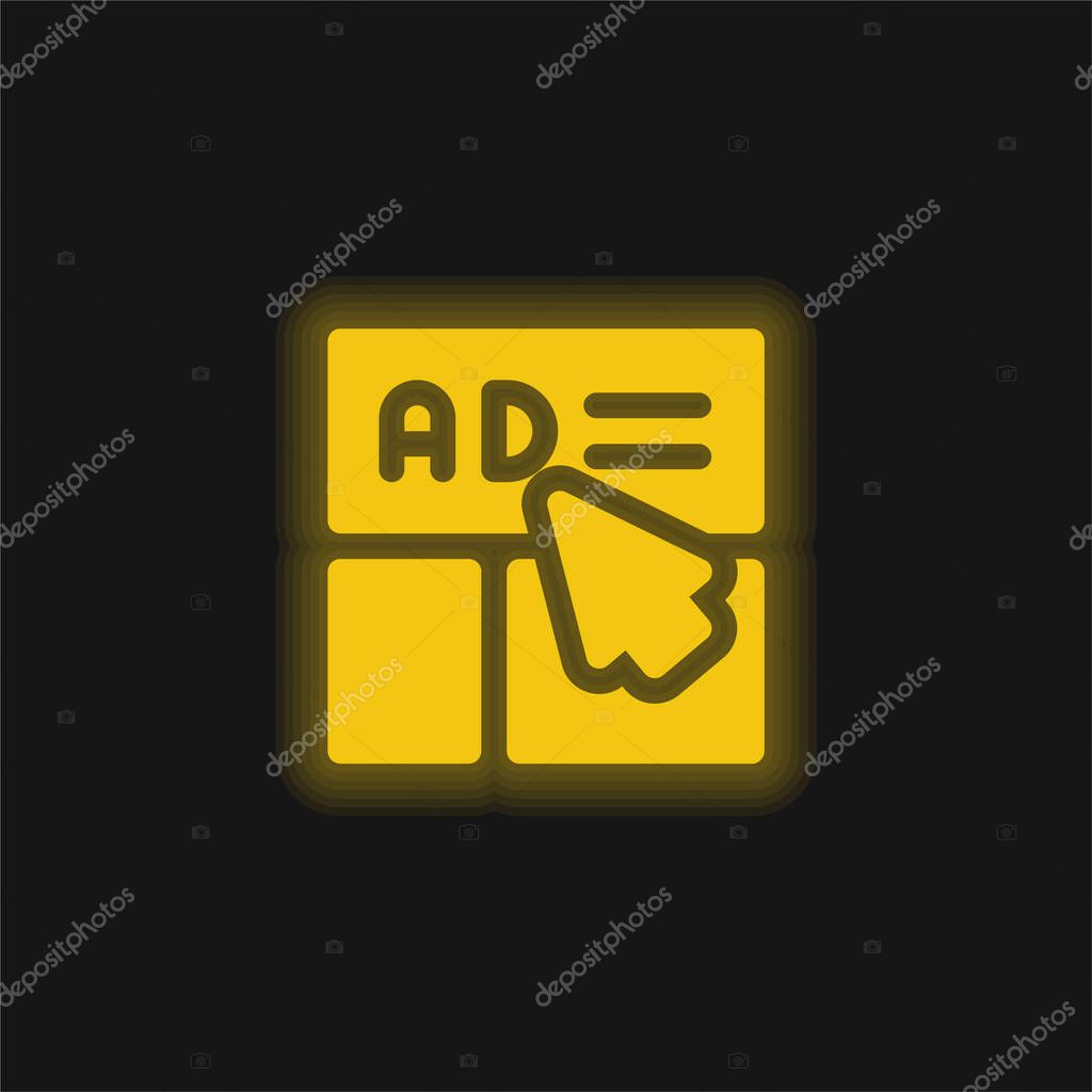 Advertisement yellow glowing neon icon