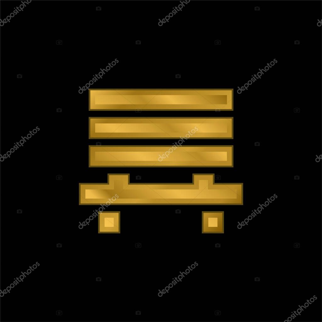 Bench gold plated metalic icon or logo vector