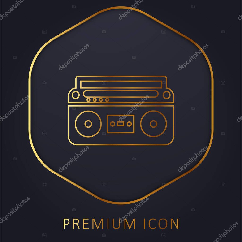 Boom Box With Controls And Settings golden line premium logo or icon