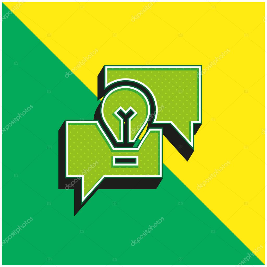 Brainstorming Green and yellow modern 3d vector icon logo