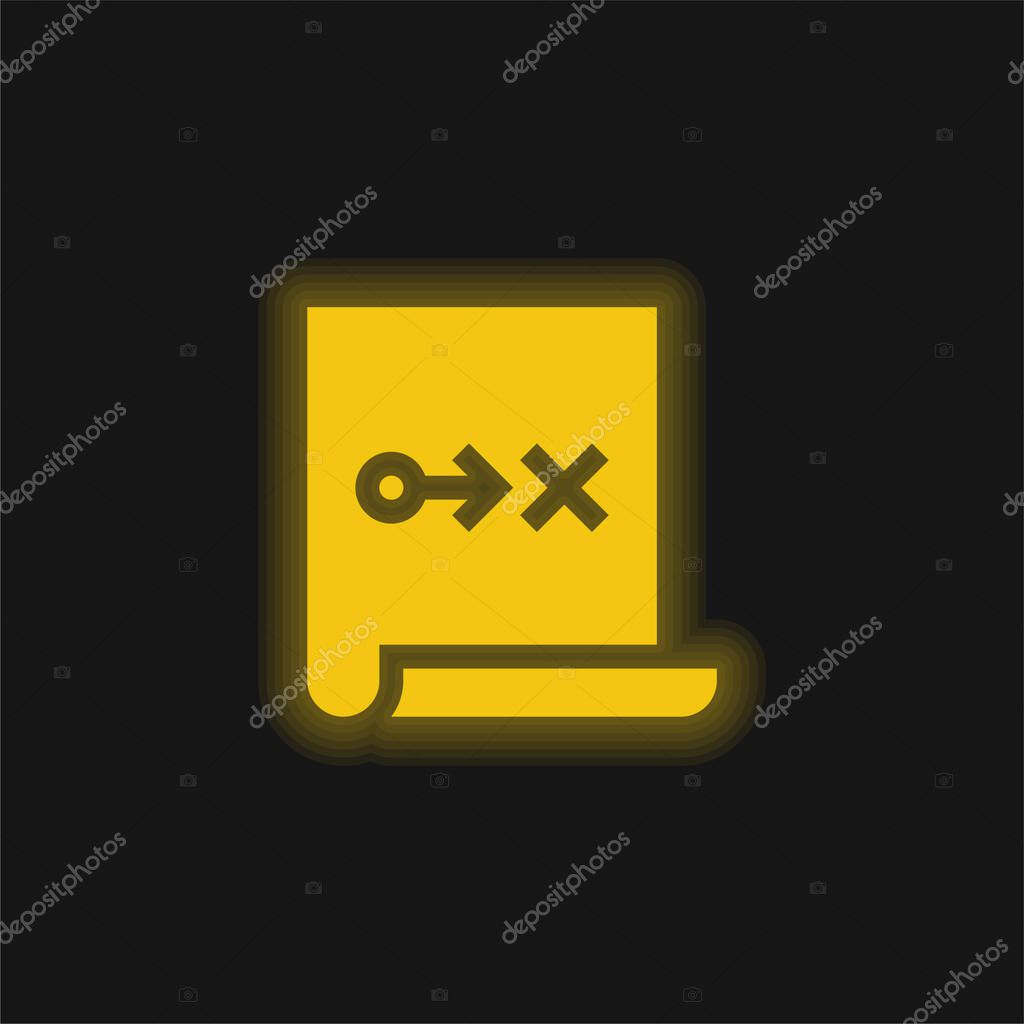 Action Plan yellow glowing neon icon