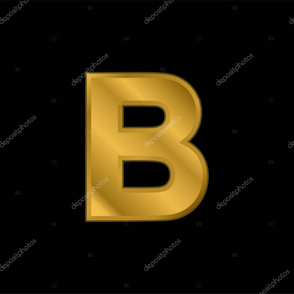 B gold plated metalic icon or logo vector