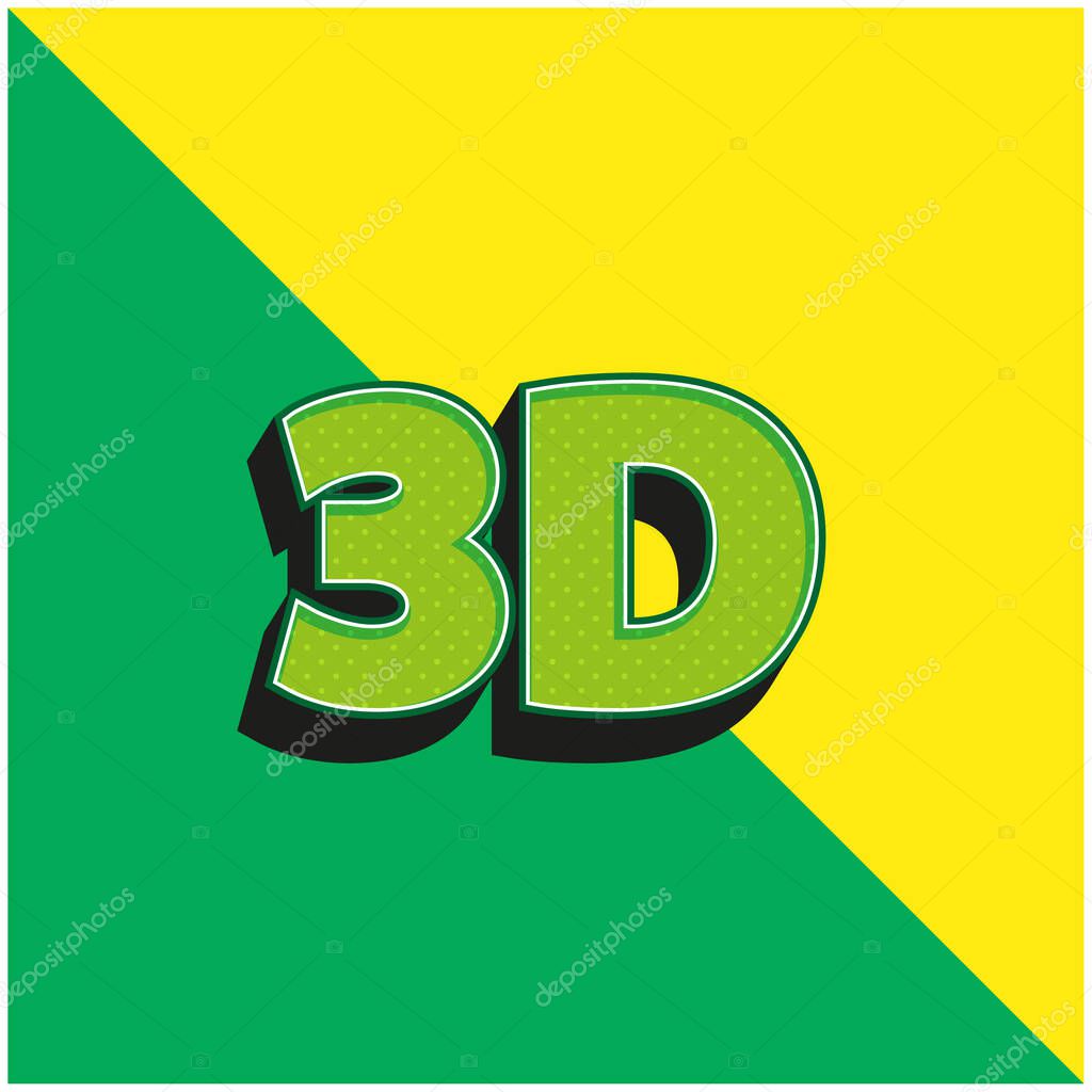 3D Text Green and yellow modern 3d vector icon logo