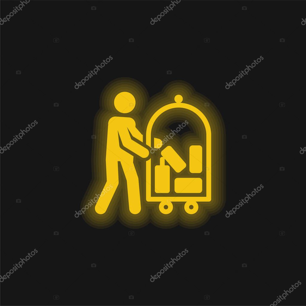 Bellboy yellow glowing neon icon