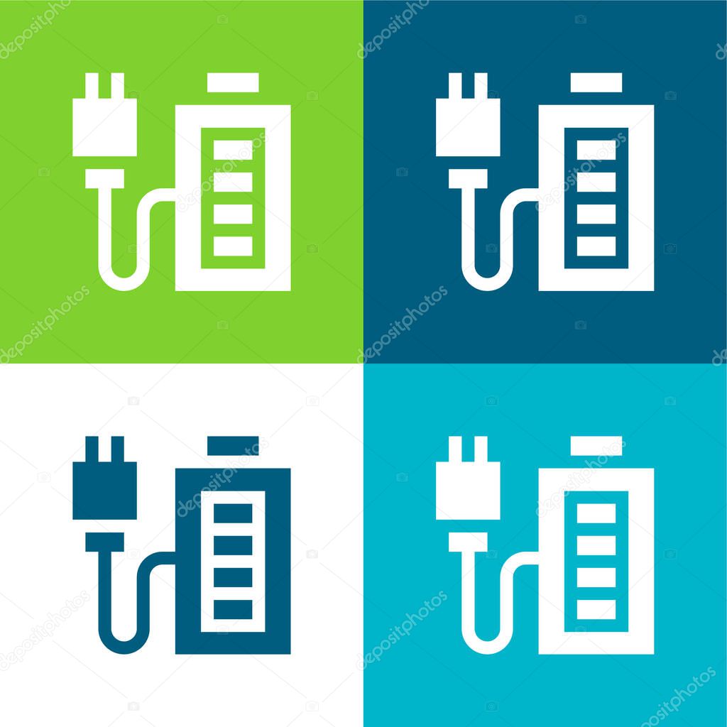 Battery Charge Flat four color minimal icon set