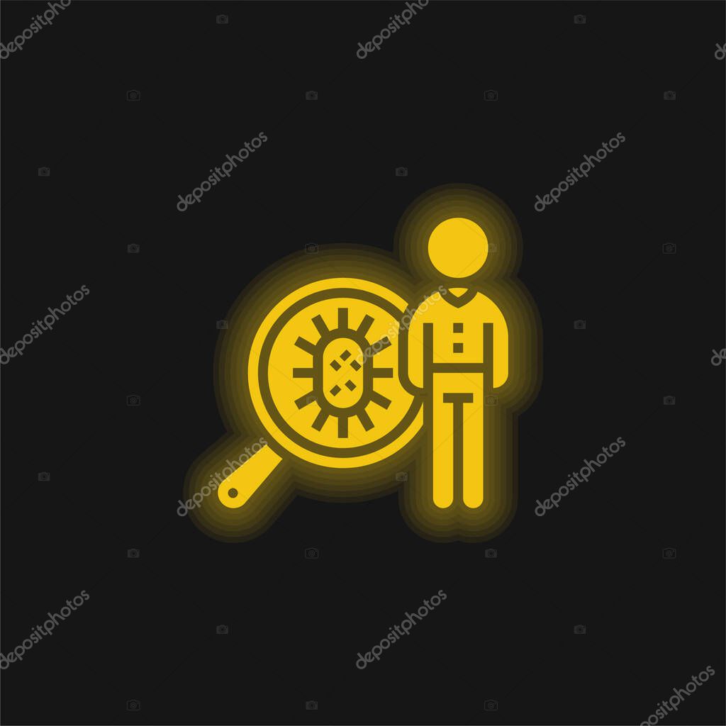 Bacteria yellow glowing neon icon