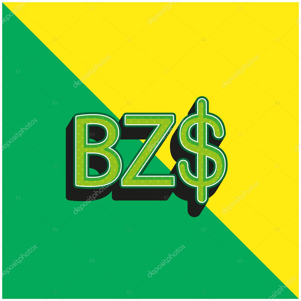 Belize Dollar Symbol Green and yellow modern 3d vector icon logo