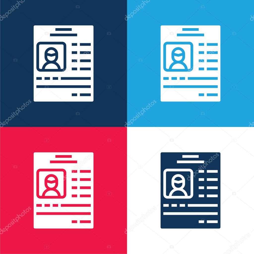 Application blue and red four color minimal icon set