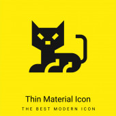Černá kočka minimální jasně žlutý materiál ikona