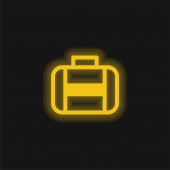 Großer Koffer gelb leuchtende Neon-Symbol