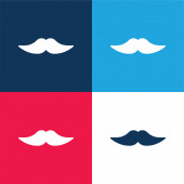 Big Mustache blue and red four color minimal icon set
