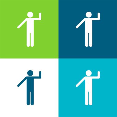 Temel Silüet Düz Düz 4 renk simgesi seti