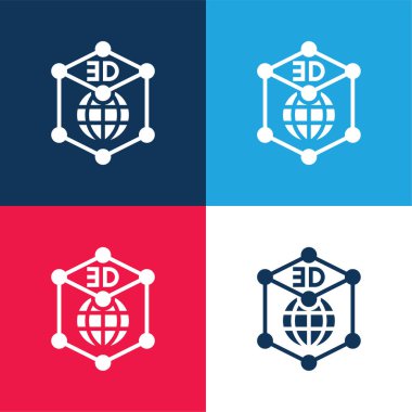 3d Grafikler mavi ve kırmızı En az dört renk simgesi