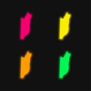 Belize four color glowing neon vector icon clipart