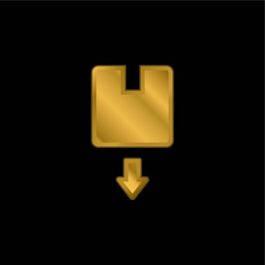 Kutu altın kaplama metalik simge veya logo vektörü