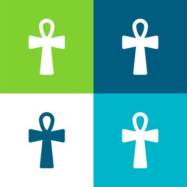 Ankh Cross Flat four color minimal icon set